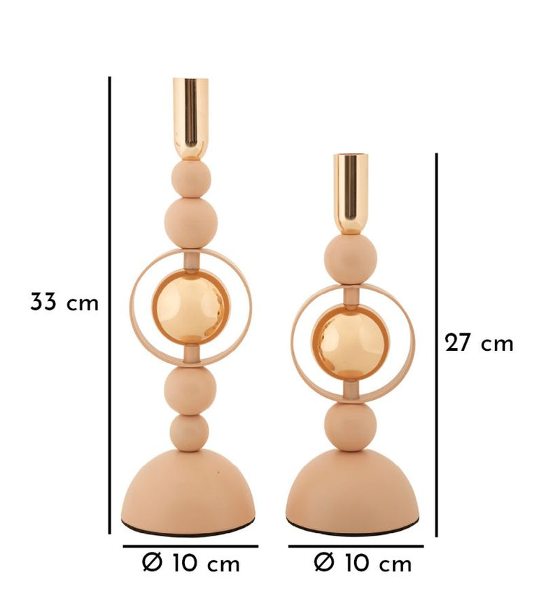 Suport Lumânări Mauro Ferretti Saturn, Roz/Auriu, Ø10 cm
