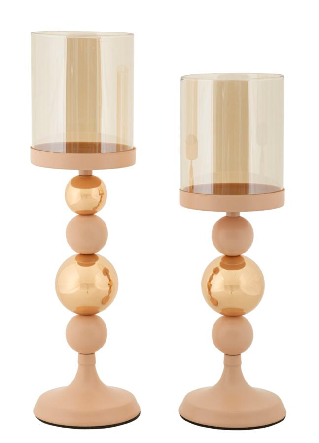 Suport Lumânări Mauro Ferretti 2 Pc, Roz/Auriu, Ø10 cm
