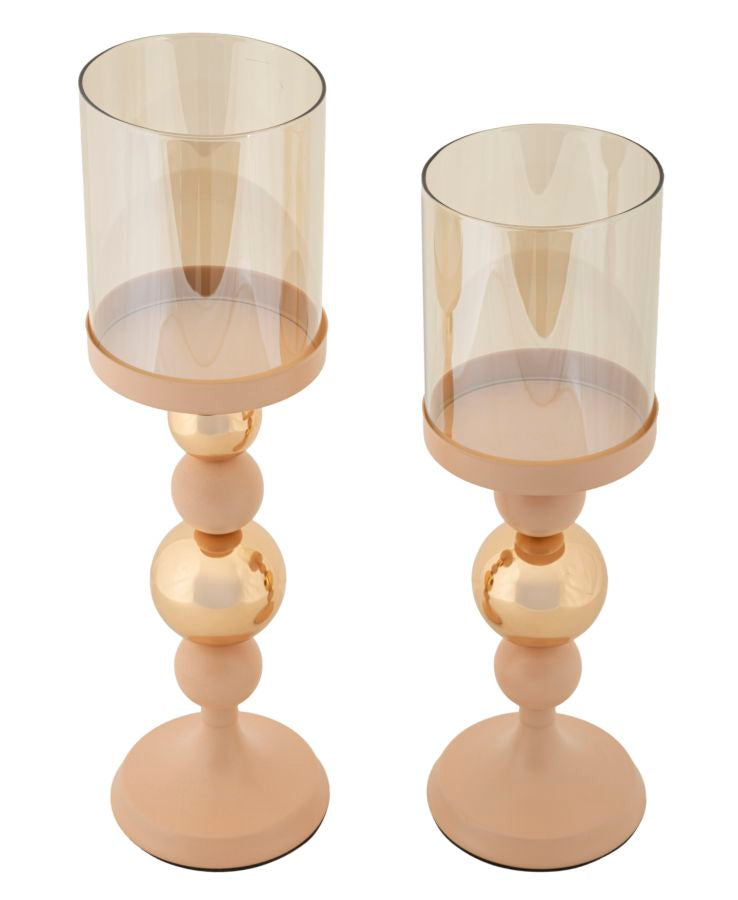 Suport Lumânări Mauro Ferretti 2 Pc, Roz/Auriu, Ø10 cm