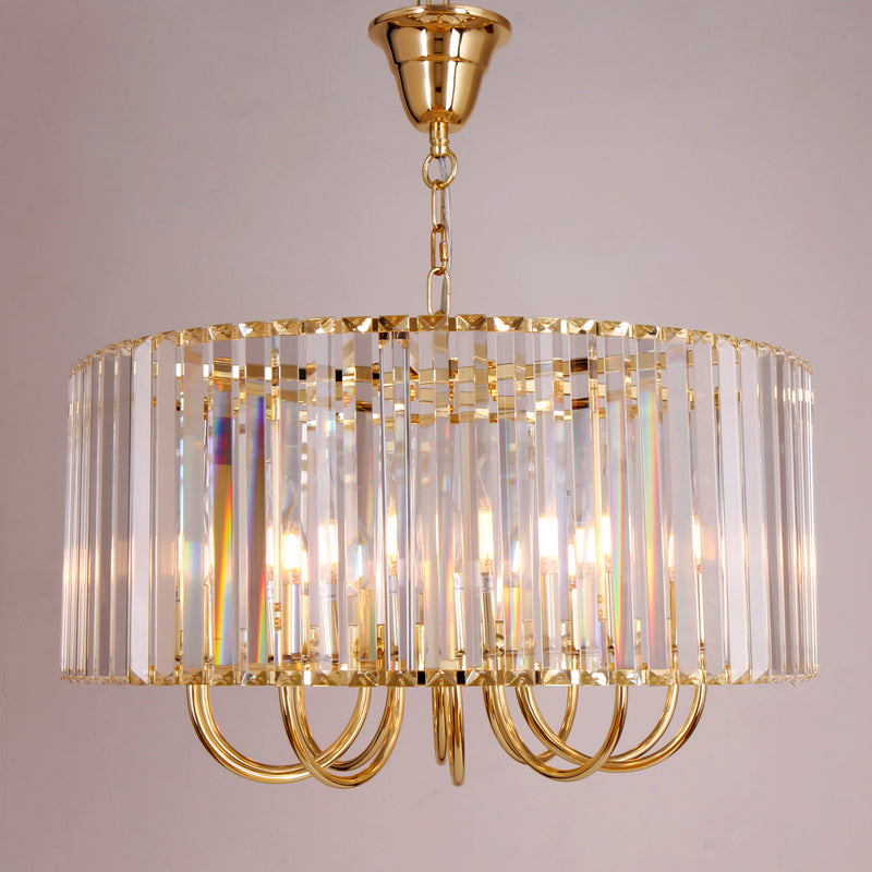 Lustra suspendata Paris 1906/10 10 x E14 MAX 40W Ø60 H50 corp metalic auriu sticla abajur cristal