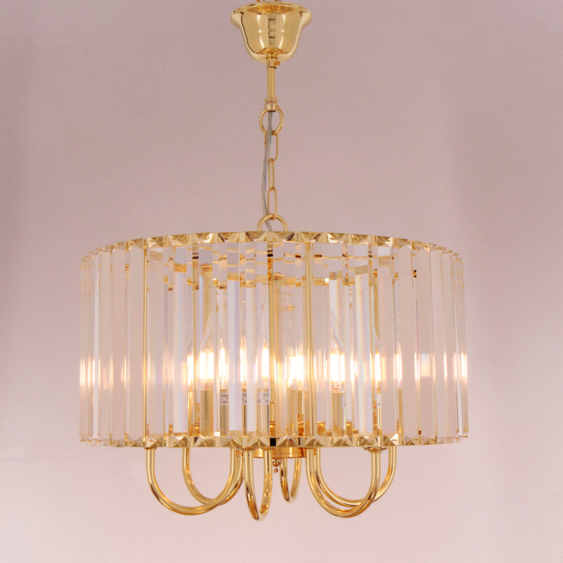 Lustra suspendată Paris 1906/6 6 x E14 MAX 40W Ø40 H43 corp metal auriu sticlă abajur cristal