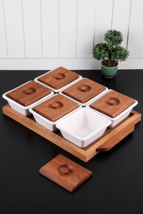 Set Recipiente pentru Mic Dejun (7 Piese) Asi Home PorteWood Portelan 22X32X7 cm