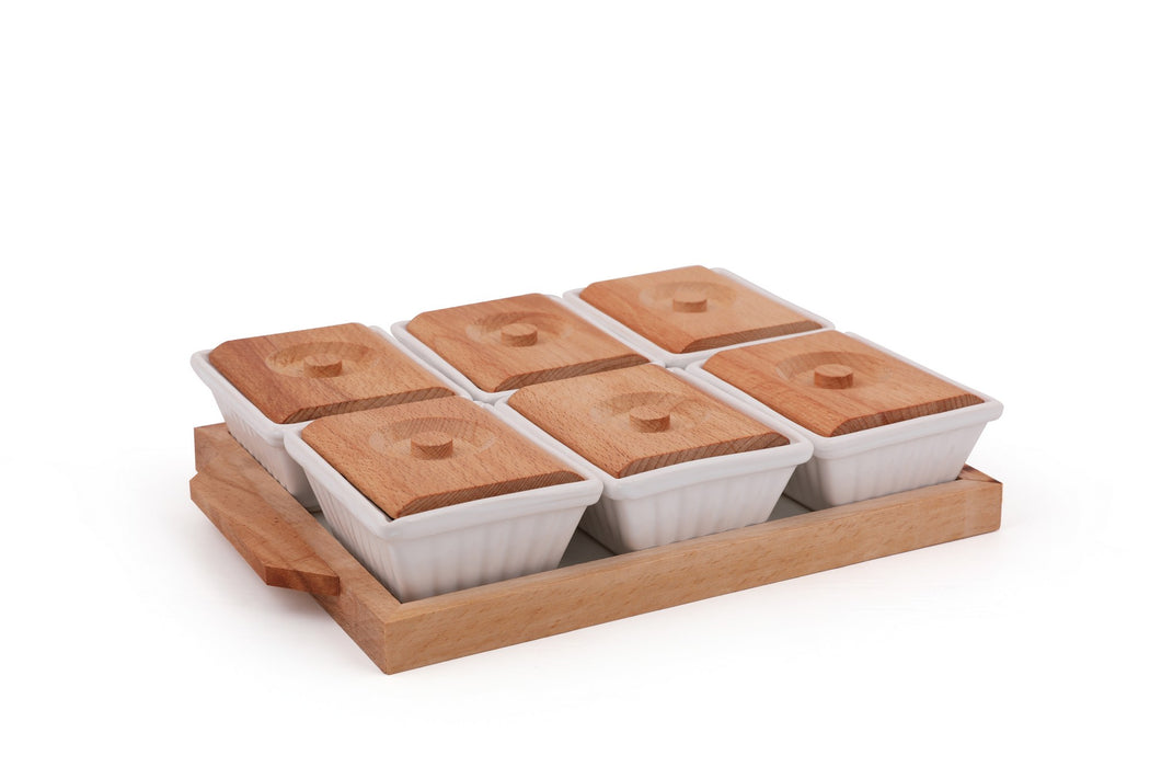 Set Recipiente pentru Mic Dejun (7 Piese) Asi Home PorteWood Portelan 22X32X7 cm