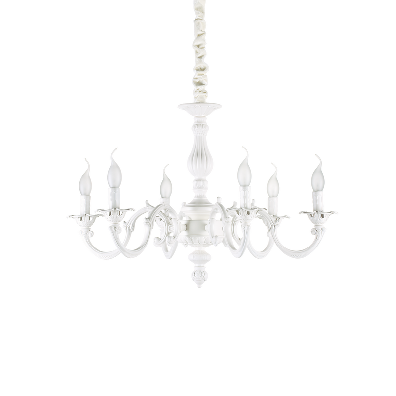 Candelabru Cristal JUSTINE Ideal Lux, E14 max 6 x 40W, Alb