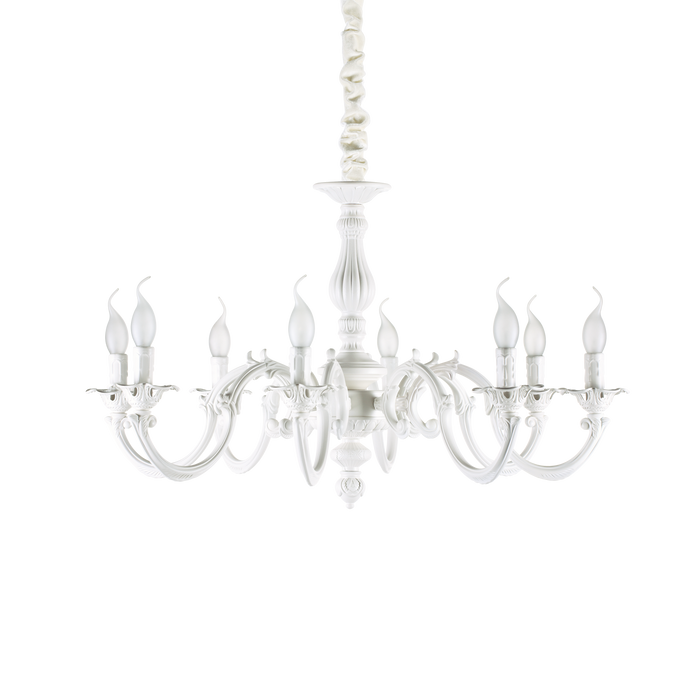 Candelabru Cristal JUSTINE Ideal Lux, E14 max 8 x 40W, Alb