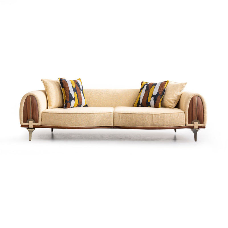 Canapea Roys Inev Asi Home, Boucle crem, lungime 251cm, latime 107cm, inaltime 67cm