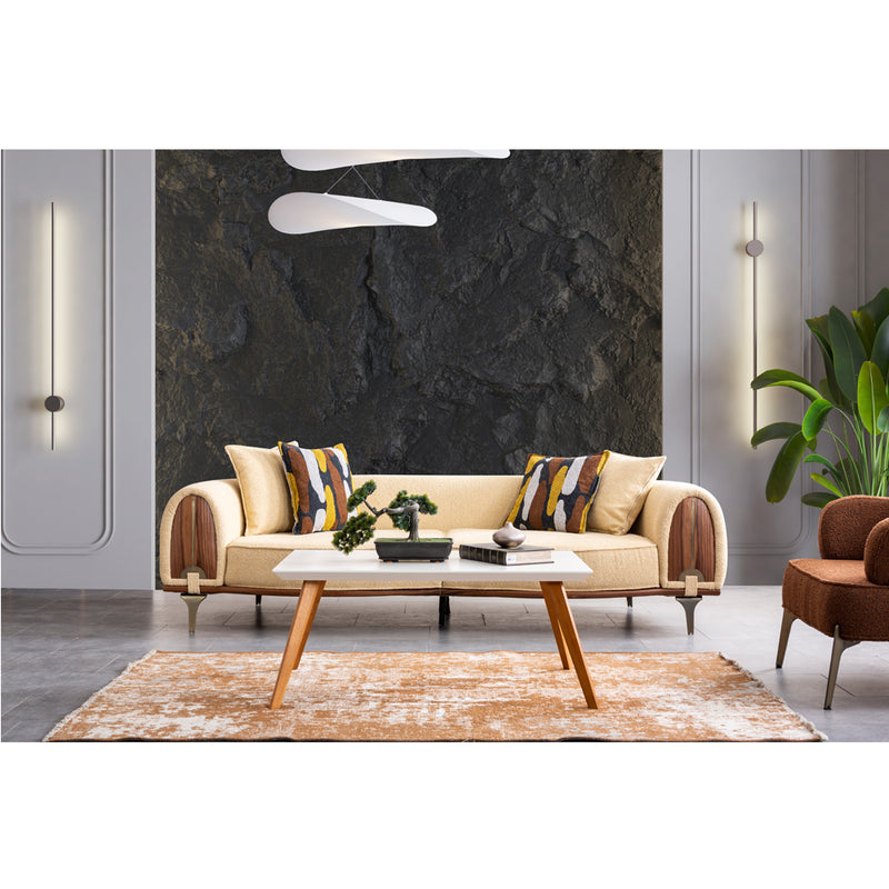Canapea Roys Inev Asi Home, Boucle crem, lungime 251cm, latime 107cm, inaltime 67cm