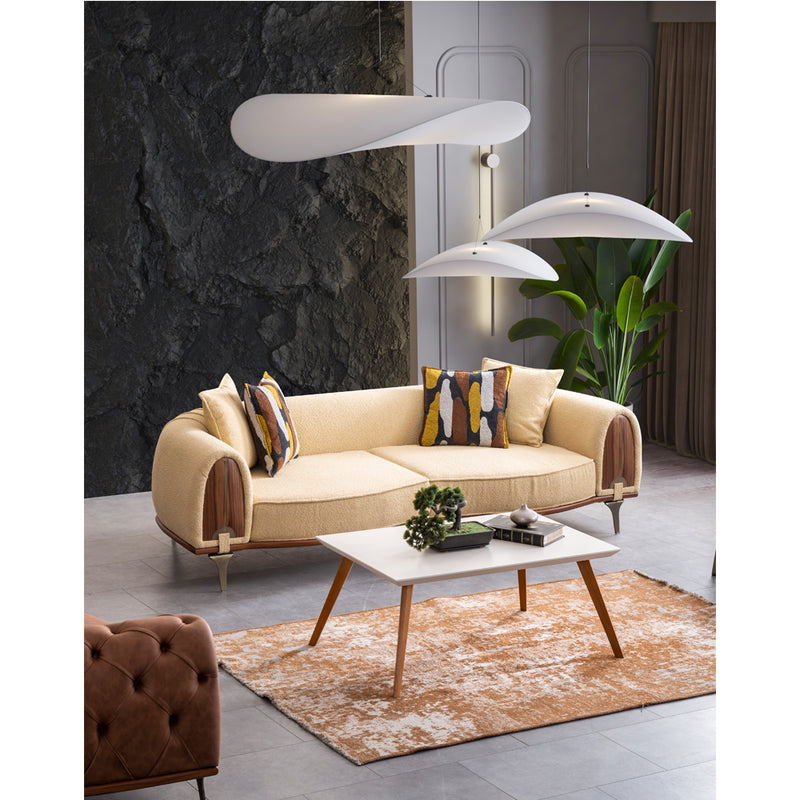 Canapea Roys Inev Asi Home, Boucle crem, lungime 251cm, latime 107cm, inaltime 67cm