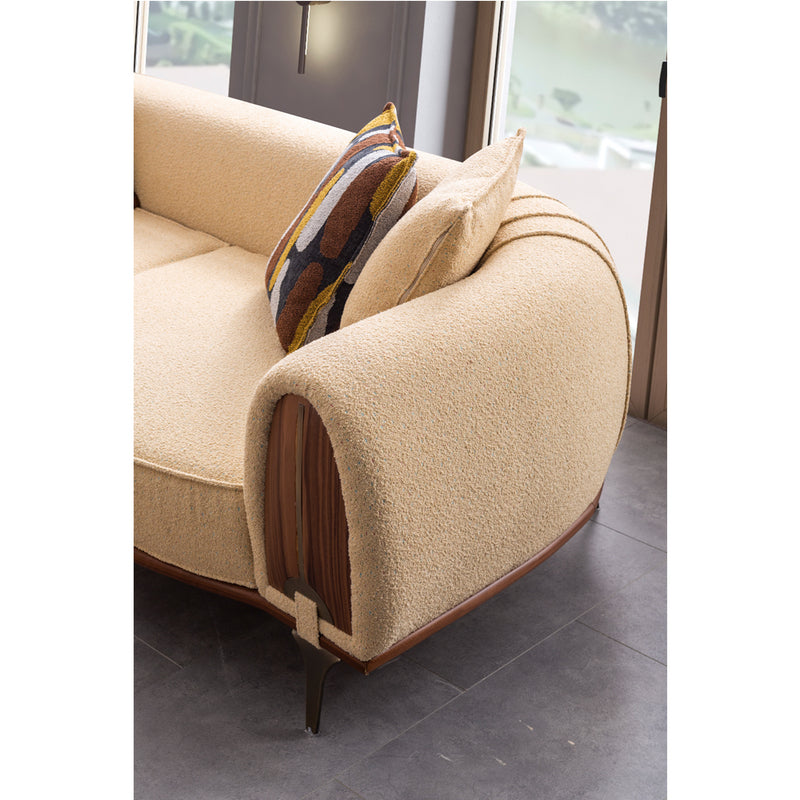 Canapea Roys Inev Asi Home, Boucle crem, lungime 251cm, latime 107cm, inaltime 67cm