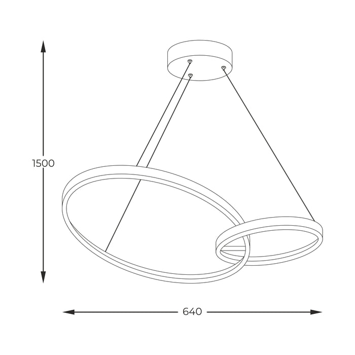 Lampa suspendată LED Rando 20002P-GD LED 36W, 2000LM 3000K-4000K-6000K metal negru și corp auriu