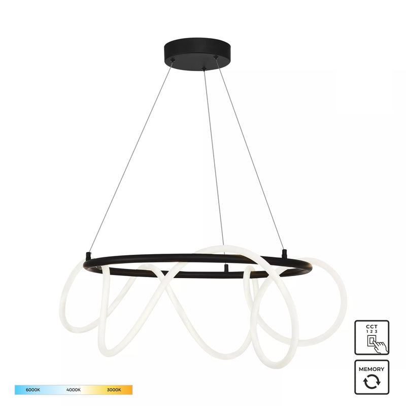 Lampa suspendată Balbo 20006PL-BK LED 58W, 4500LM 3000K-4000K-6000K aluminiu corp negru silicon abajur