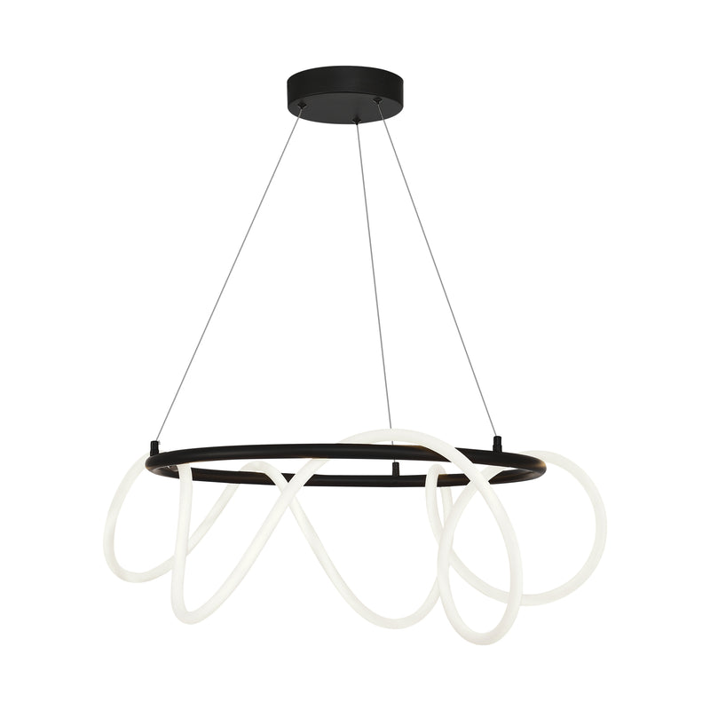 Lampa suspendată Balbo 20006PL-BK LED 58W, 4500LM 3000K-4000K-6000K aluminiu corp negru silicon abajur