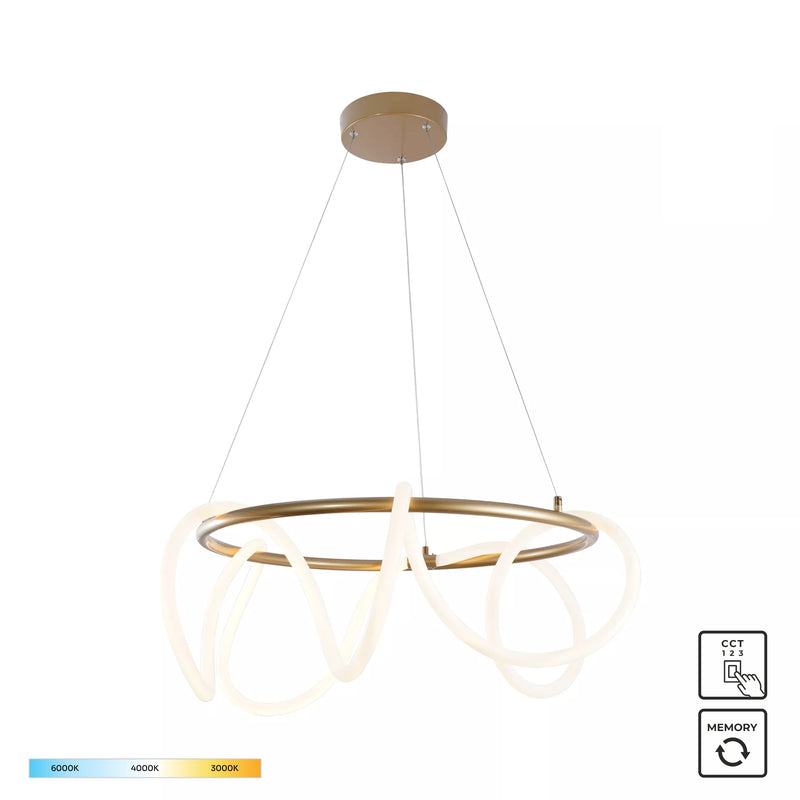 Lampa suspendată Balbo 20006PL-GD LED 58W, 4700LM 3000K-4000K-6000K corp aluminiu auriu abajur din silicon