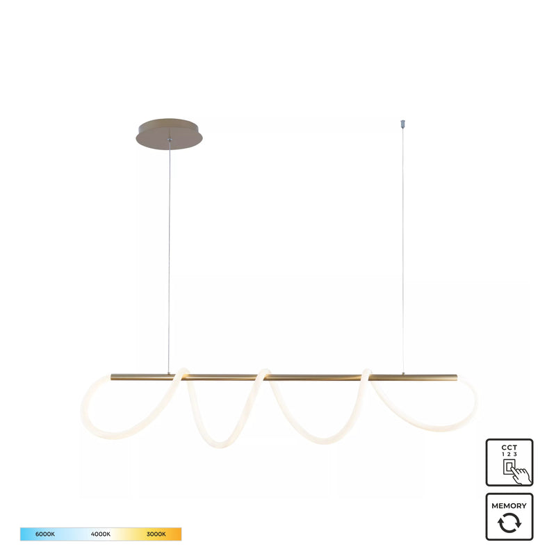 Lampa suspendată Balbo 20006PM-GD LED 45W, 3500LM 3000K-4000K-6000K corp aluminiu auriu abajur din silicon