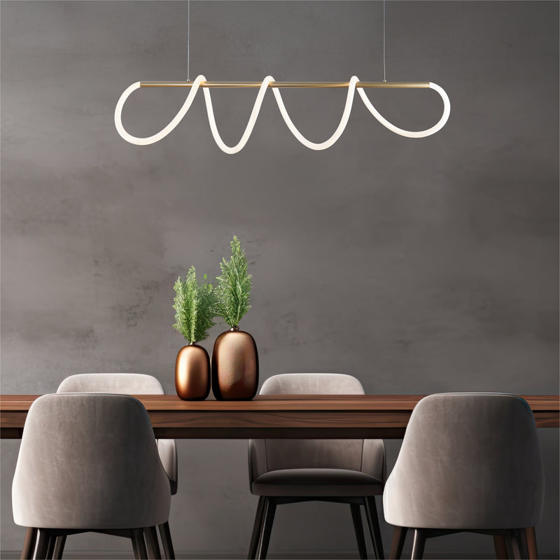 Lampa suspendată Balbo 20006PM-GD LED 45W, 3500LM 3000K-4000K-6000K corp aluminiu auriu abajur din silicon