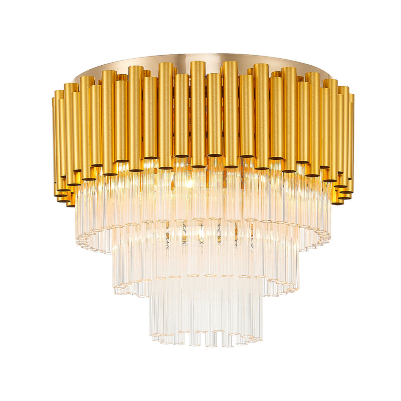 Plafoniera Prima 20149CM 4 x E14 MAX 40W Ø40 H32,5 corp metalic auriu sticla abajur cristal