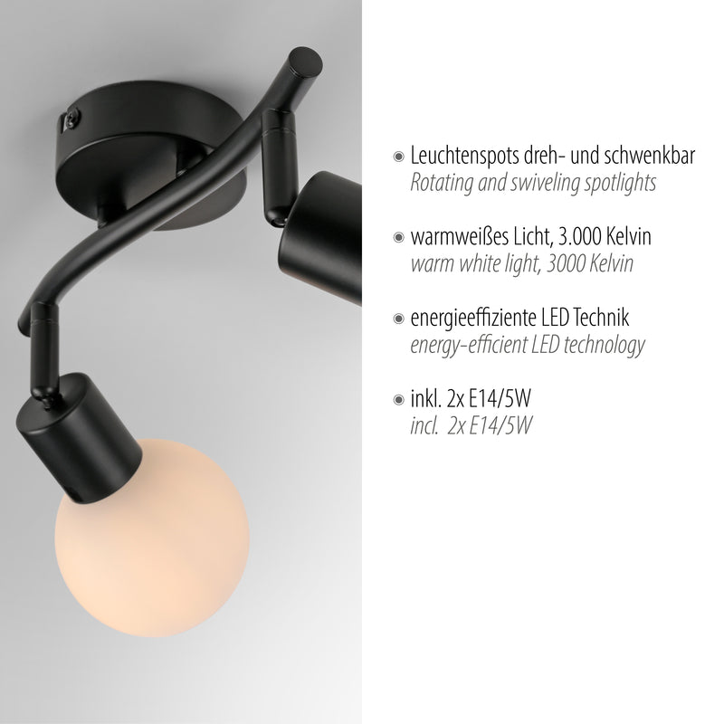 Plafoniera Paul Neuhaus LOKI 2xE14 Negru