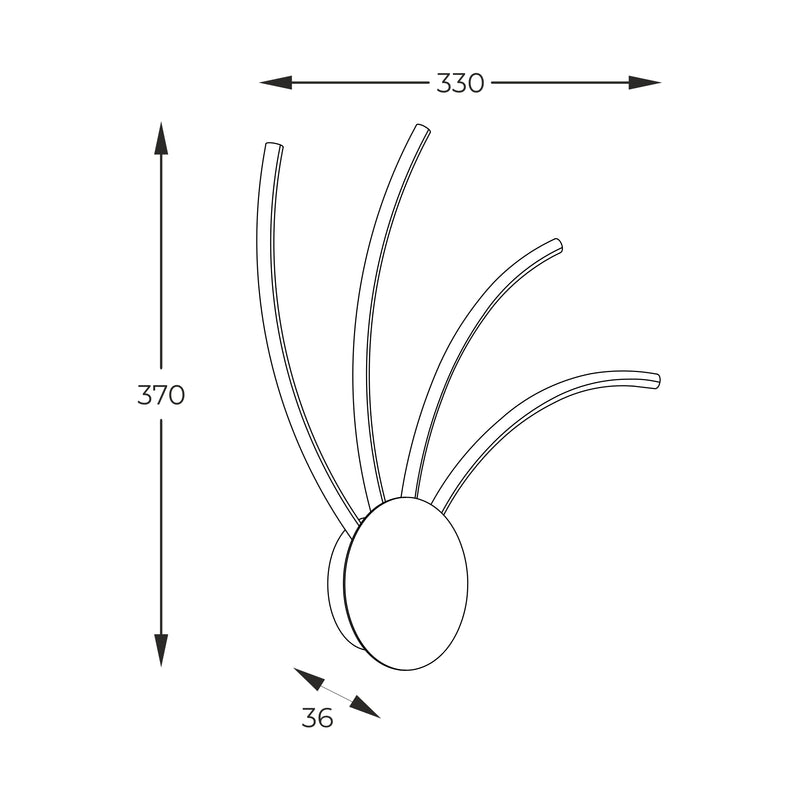 Aplica Diogo 2200014-BK LED 11W 600LM 3000K-4000K-6000K W3,6 L33 H37 corp aluminiu negru