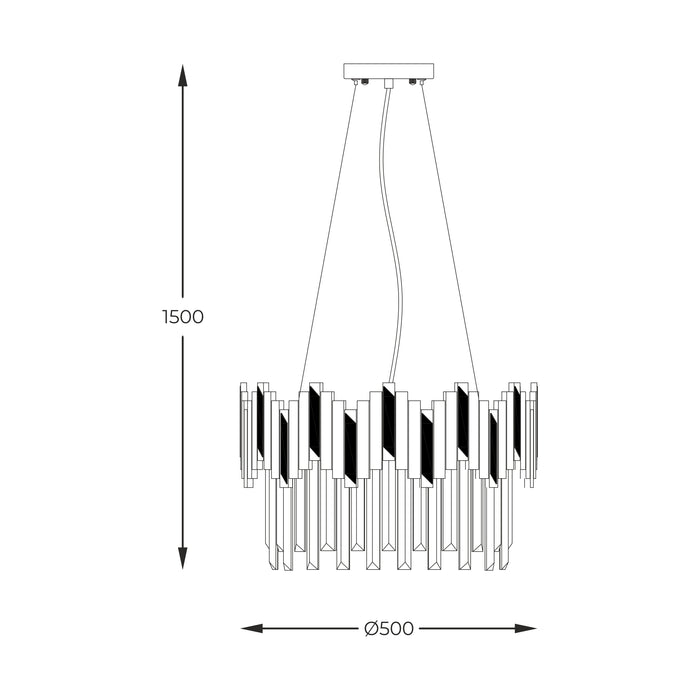 Lustra suspendată Rotta 2200018M 6 x E14 MAX 40W metal corp negru sticlă abajur de cristal