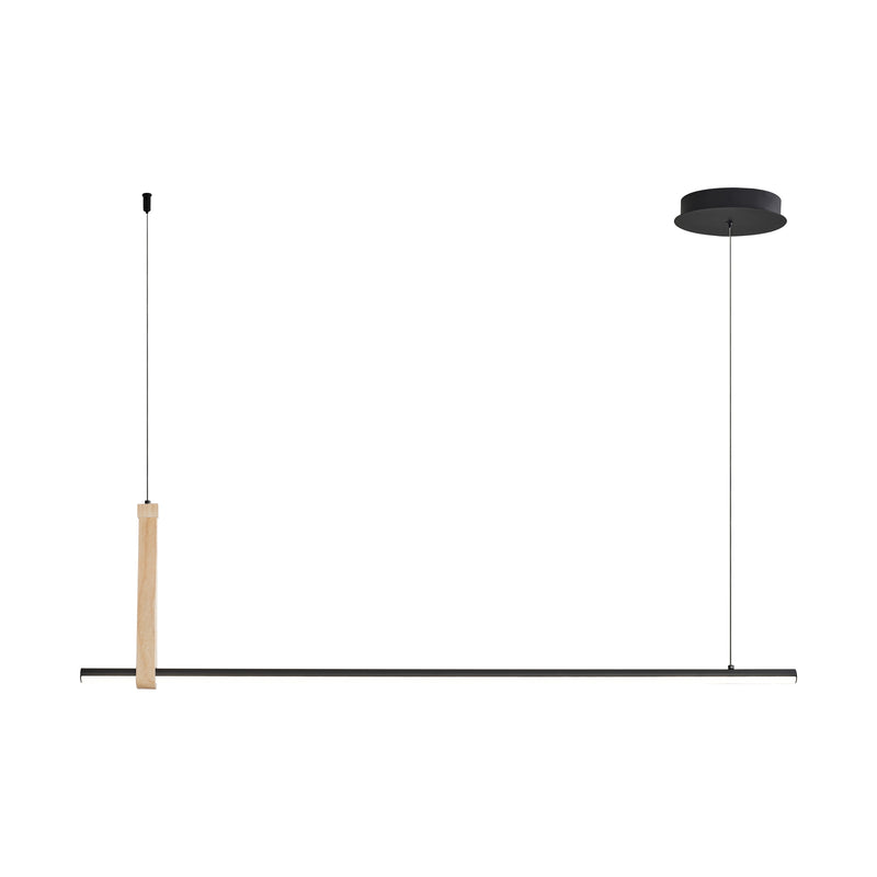 Lustra suspendată LED Claud 22806M-WOOD LED 20W, 1000LM 3000K-4000K-6000K metal și lemn corp negru