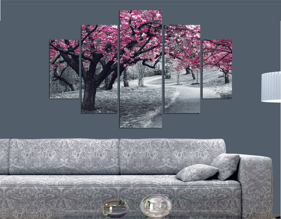 Set Tablouri Decorative Inramate MDF (5 Bucati) Asi Home Trees in Bloom MDF 20|17|14X56|42|28 cm