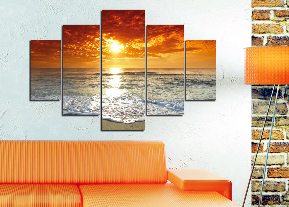 Set Tablouri Decorative Inramate MDF (5 Bucati) Asi Home Sunset MDF 20|17|14X56|42|28 cm