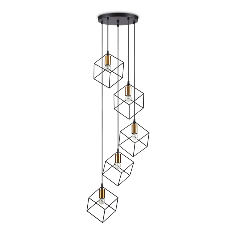 Lustra ICE Ideal Lux, E27 max 5 x 60W, Negru