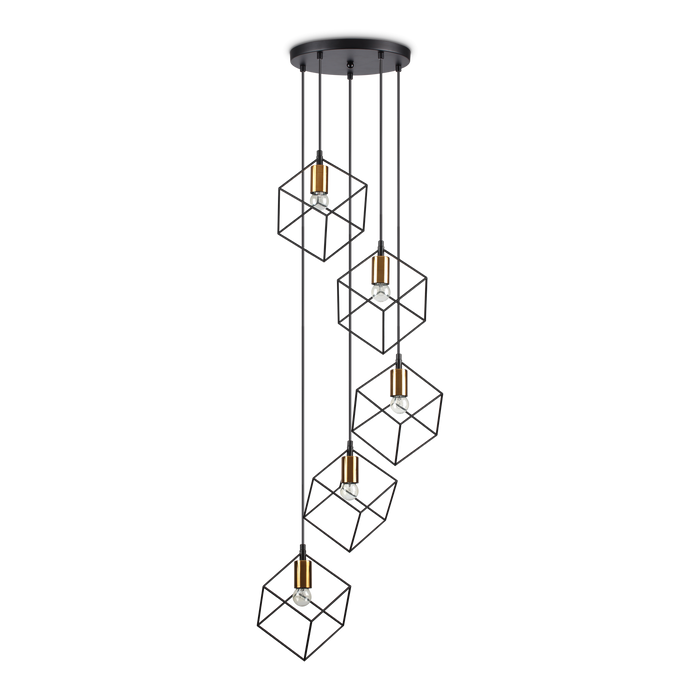 Lustra ICE Ideal Lux, E27 max 5 x 60W, Negru