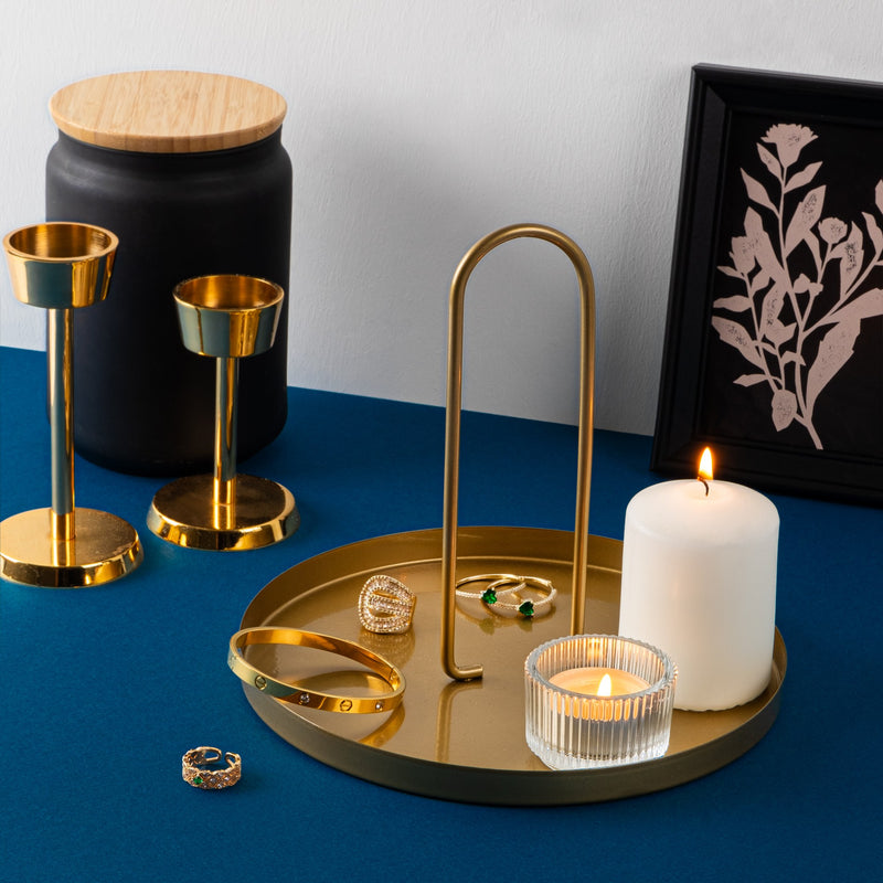 Suport pentru Bijuterii-Accesoriu Decorativ din Metal Asi Home Sımı-B - Gold Metal 20.5X20.5X18 cm