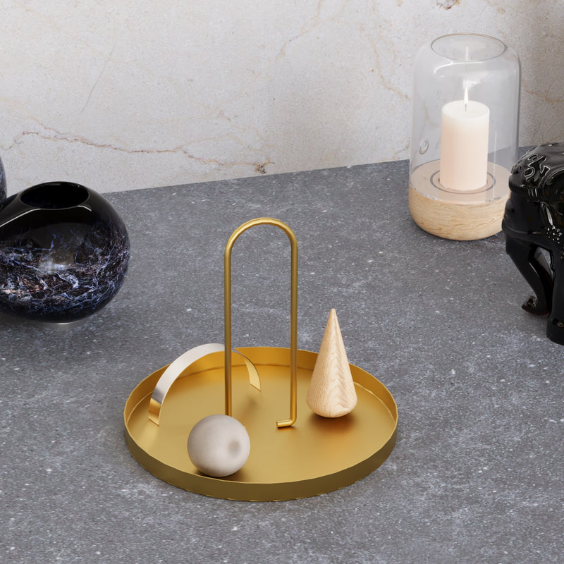 Suport pentru Bijuterii-Accesoriu Decorativ din Metal Asi Home Sımı-B - Gold Metal 20.5X20.5X18 cm