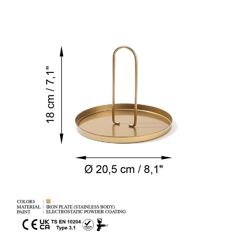 Suport pentru Bijuterii-Accesoriu Decorativ din Metal Asi Home Sımı-B - Gold Metal 20.5X20.5X18 cm