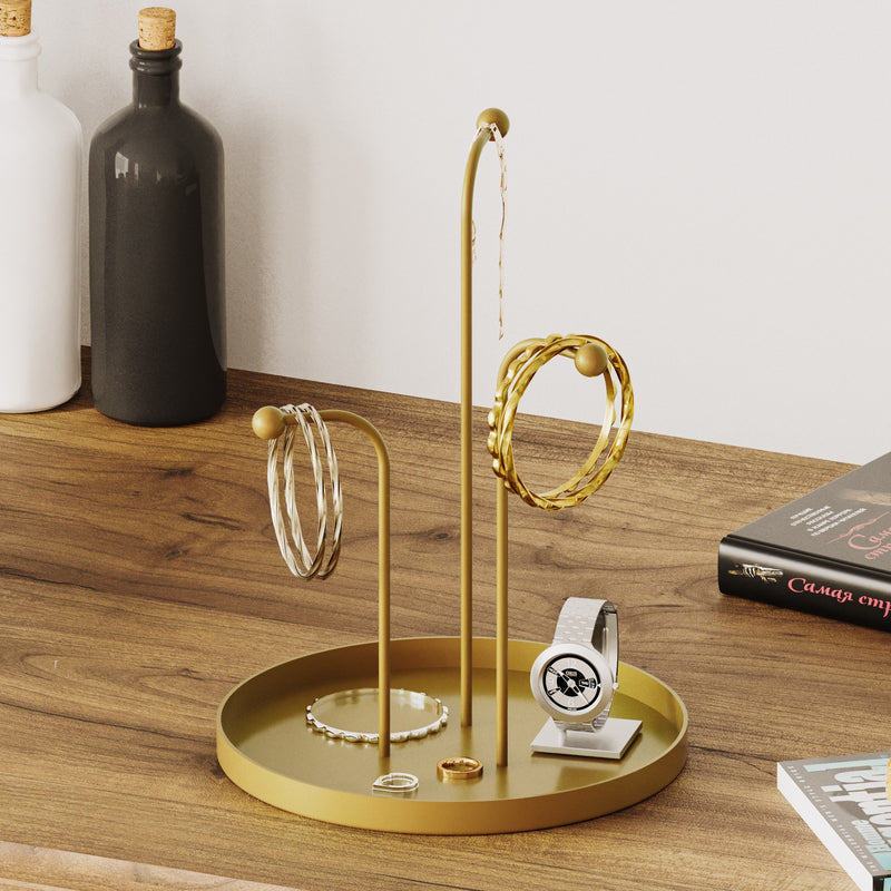 Suport pentru Bijuterii-Accesoriu Decorativ din Metal Asi Home Leros-B - Gold Metal 20.5X20.5X27 cm