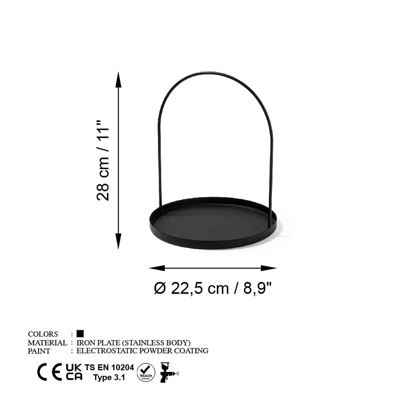 Suport pentru Bijuterii-Accesoriu Decorativ din Metal Asi Home Kos - Black Metal 22.5X22.5X28 cm