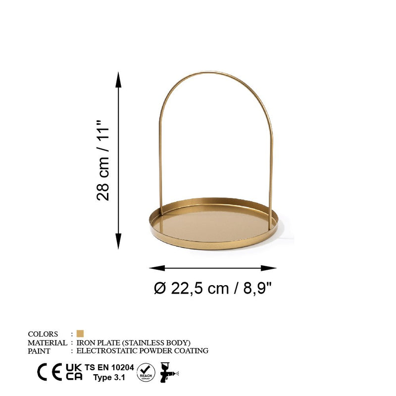 Suport pentru Bijuterii-Accesoriu Decorativ din Metal Asi Home Kos-B - Gold Metal 22.5X22.5X28 cm
