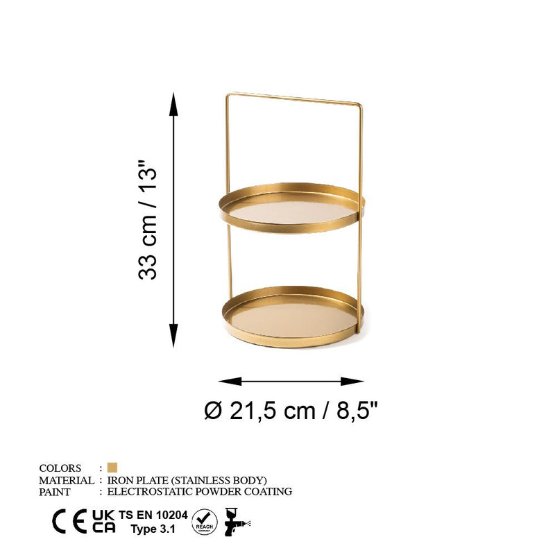 Stand pentru Bijuterii-Accesoriu Decorativ din Metal Asi Home Tılos-B - Gold Metal 21X21X33 cm