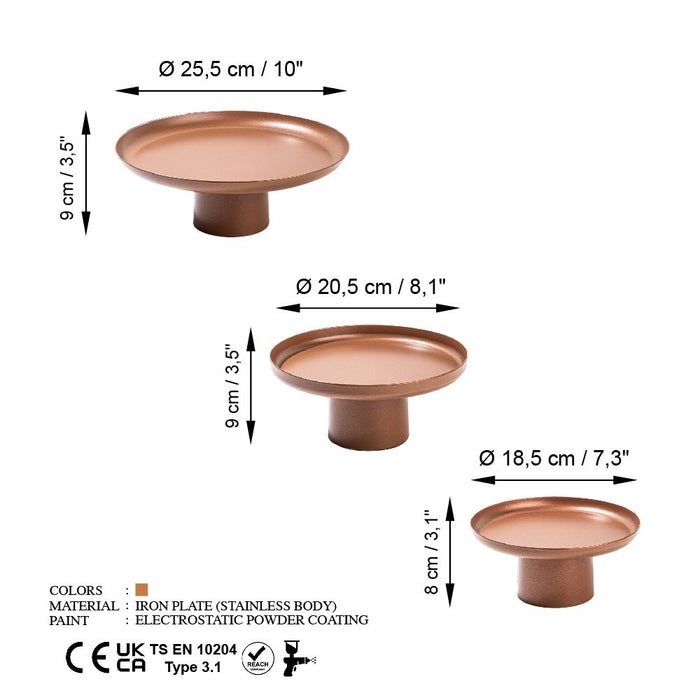 Set 3 Suporturi-Accesorii Decorative din Metal Asi Home Nısıros-A - Copper Metal 25.5|20.5 | 18.5X25.5|20.5 | 18.5X9| 9 | 8.5 cm