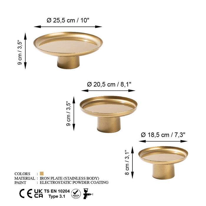 Set 3 Suporturi-Accesorii Decorative din Metal Asi Home Nısıros-B - Gold Metal 25.5|20.5 | 18.5X25.5|20.5 | 18.5X9| 9 | 8.5 cm