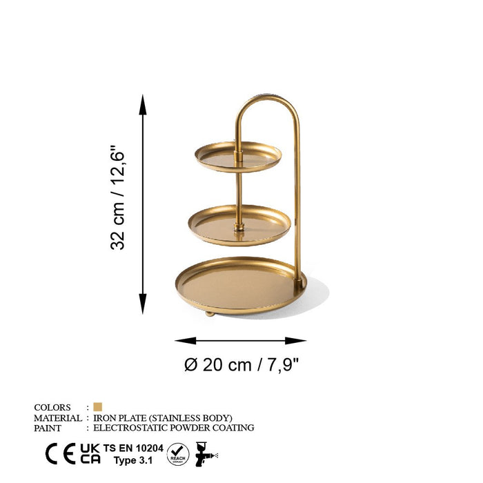 Stand pentru Bijuterii-Accesoriu Decorativ din Metal Asi Home Kalkı-B - Gold Metal 20X20X32 cm