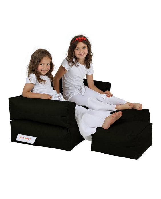 Fotoliu de Gradina Bean Bag Asi Home Puf cu scaun dublu pentru copii - negru