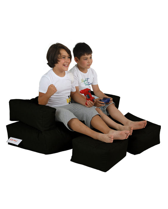 Fotoliu de Gradina Bean Bag Asi Home Puf cu scaun dublu pentru copii - negru