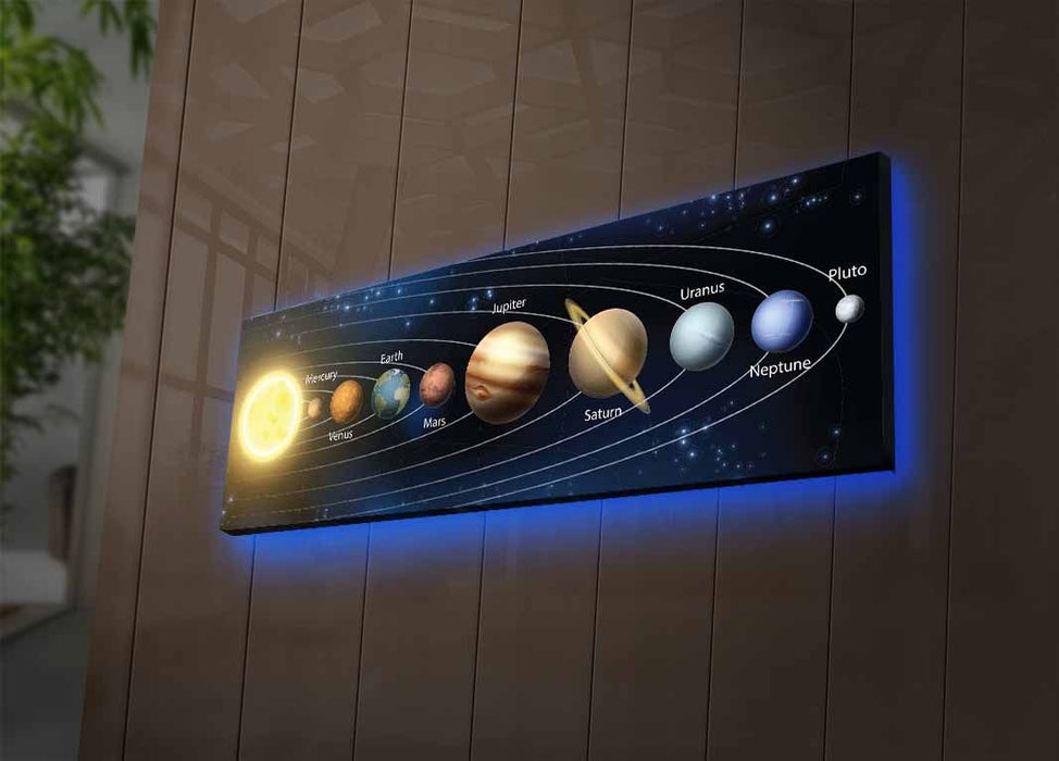 Tablou Canvas cu LED Asi Home Planets Panza  30X90 cm