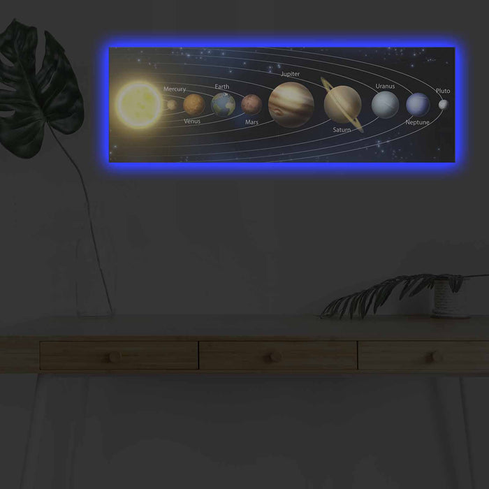 Tablou Canvas cu LED Asi Home Planets Panza  30X90 cm