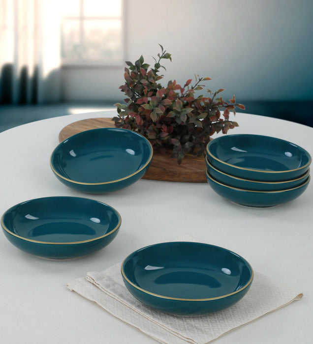 Set Boluri Ceramice pentru Sos (6 Bucati) Asi Home ST489 Petrol Blue Ceramica 13X13X3.3 cm