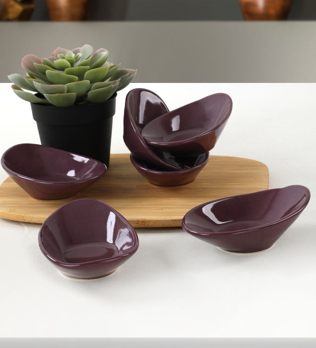 Set Boluri Ceramice pentru Sos (6 Bucati) Asi Home ST511 Purple Ceramica 7.9X12X3 cm