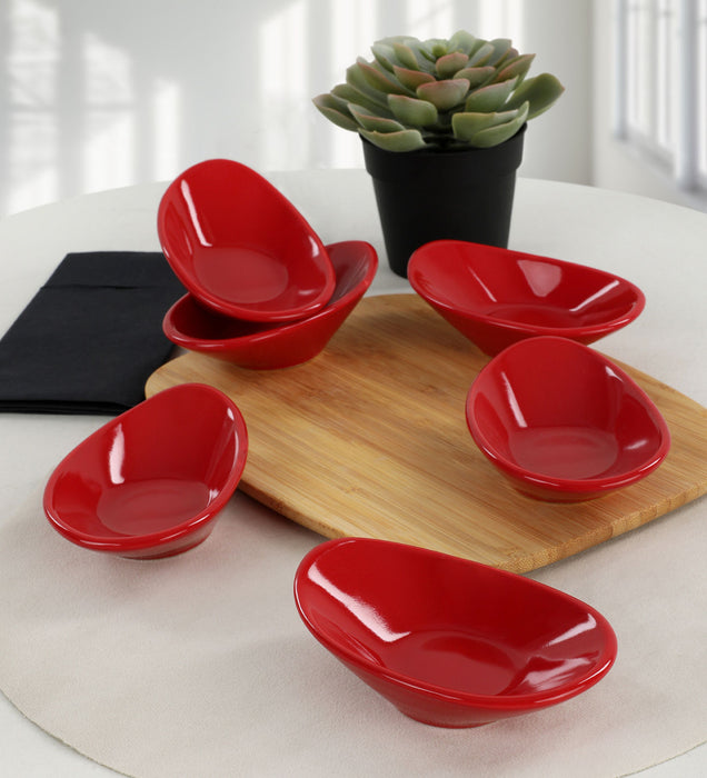 Set Boluri Ceramice pentru Sos (6 Bucati) Asi Home ST511 Red Ceramica 7.9X12X3 cm