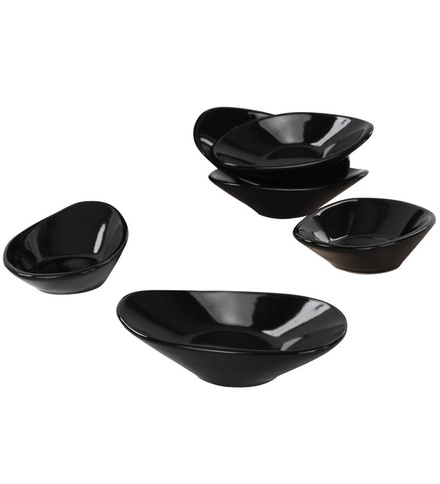 Set Boluri Ceramice pentru Sos (6 Bucati) Asi Home ST511 Black Ceramica 7.9X12X3 cm