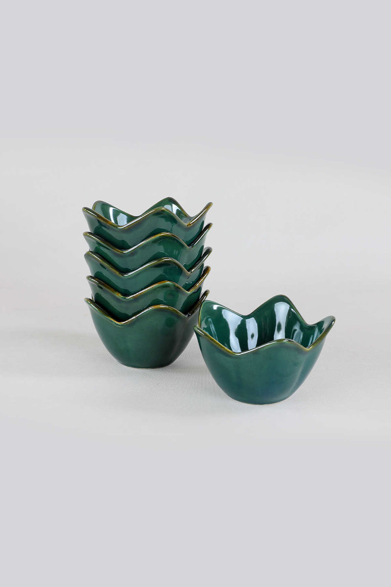 Set Boluri (6 Bucati) Asi Home Lale Dark Green Ceramica 12X12 cm