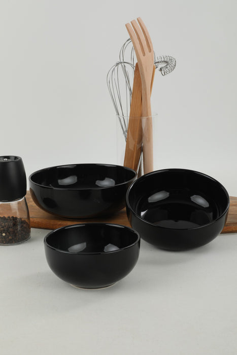 Set Boluri Ceramice (3 Bucati) Asi Home ST0390 Black Ceramica 18X18X cm