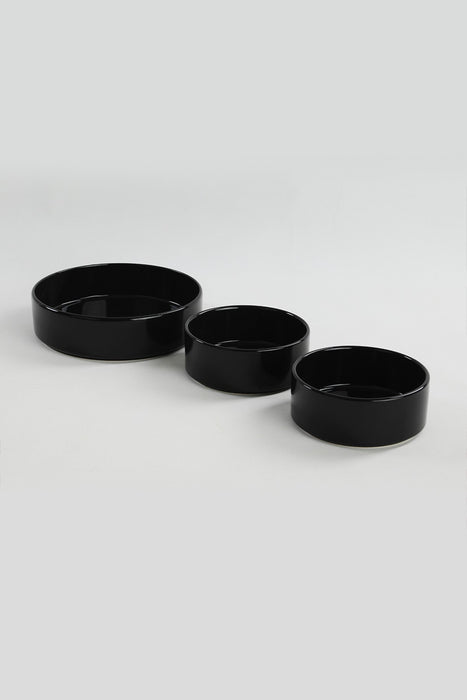 Set Boluri Ceramice (3 Bucati) Asi Home ST038 Black Ceramica 21X21X5.5 cm