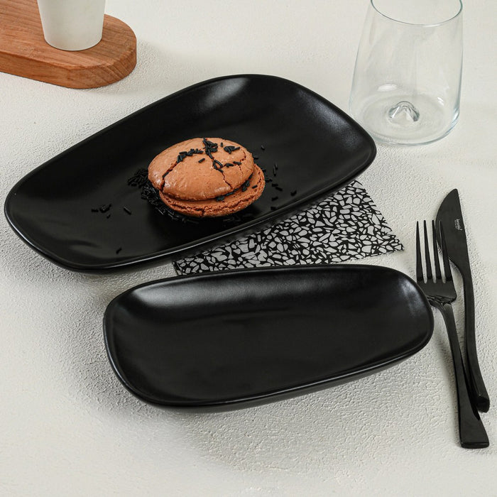 Set Platouri, 2 Piese, Asi Home Black, Negru, Ceramica